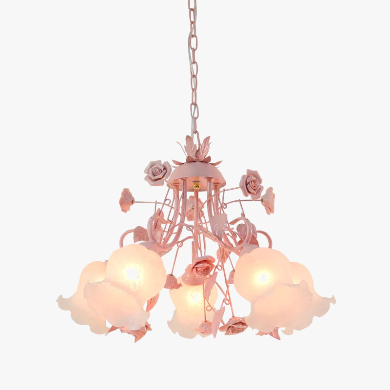 lustre rose pour une ambiance enfantine lumineuse et douce