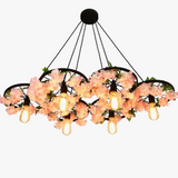 lustre à roues en fleurs de cerisier à têtes multiples pour espaces commerciaux
