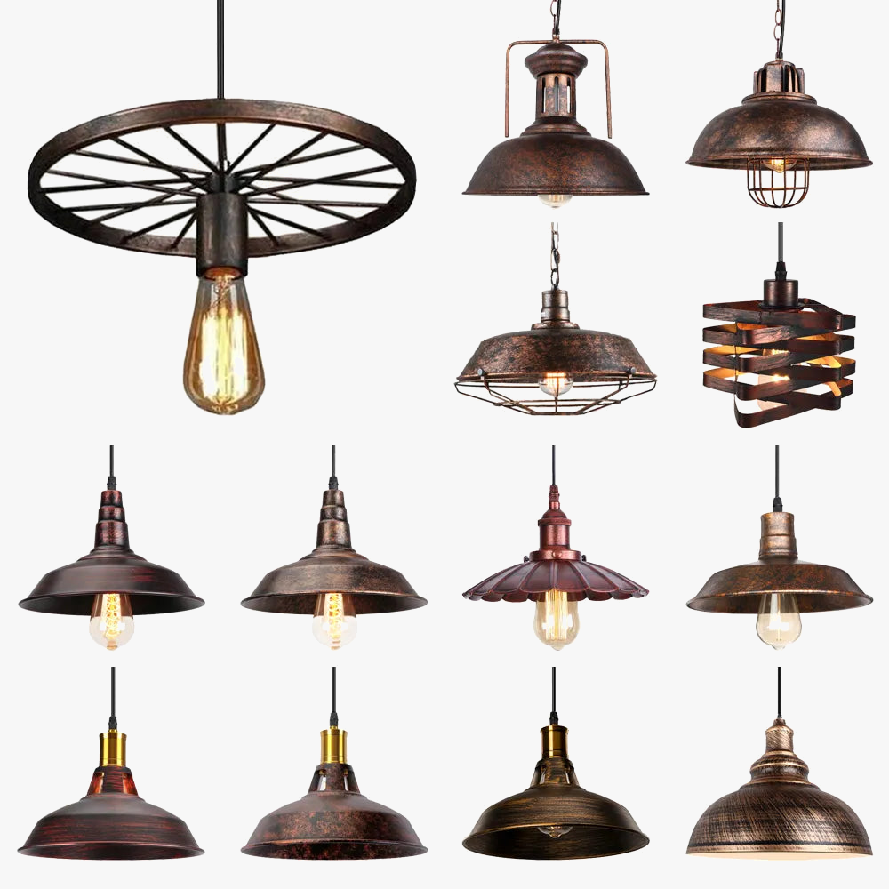 lustre rouille metal plafond maison restaur