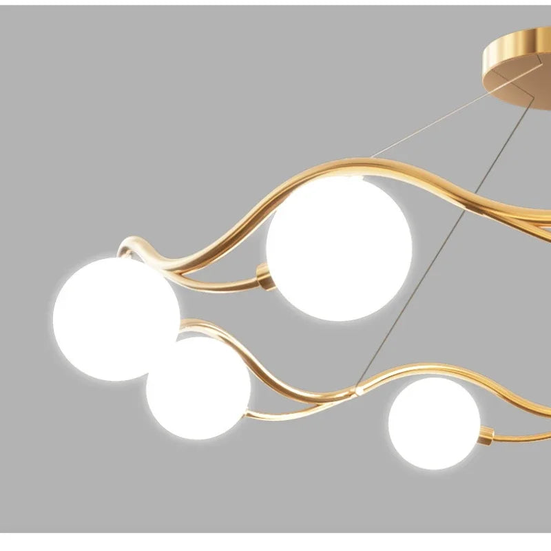 lustre royal de luxe en or avec boule de verre led