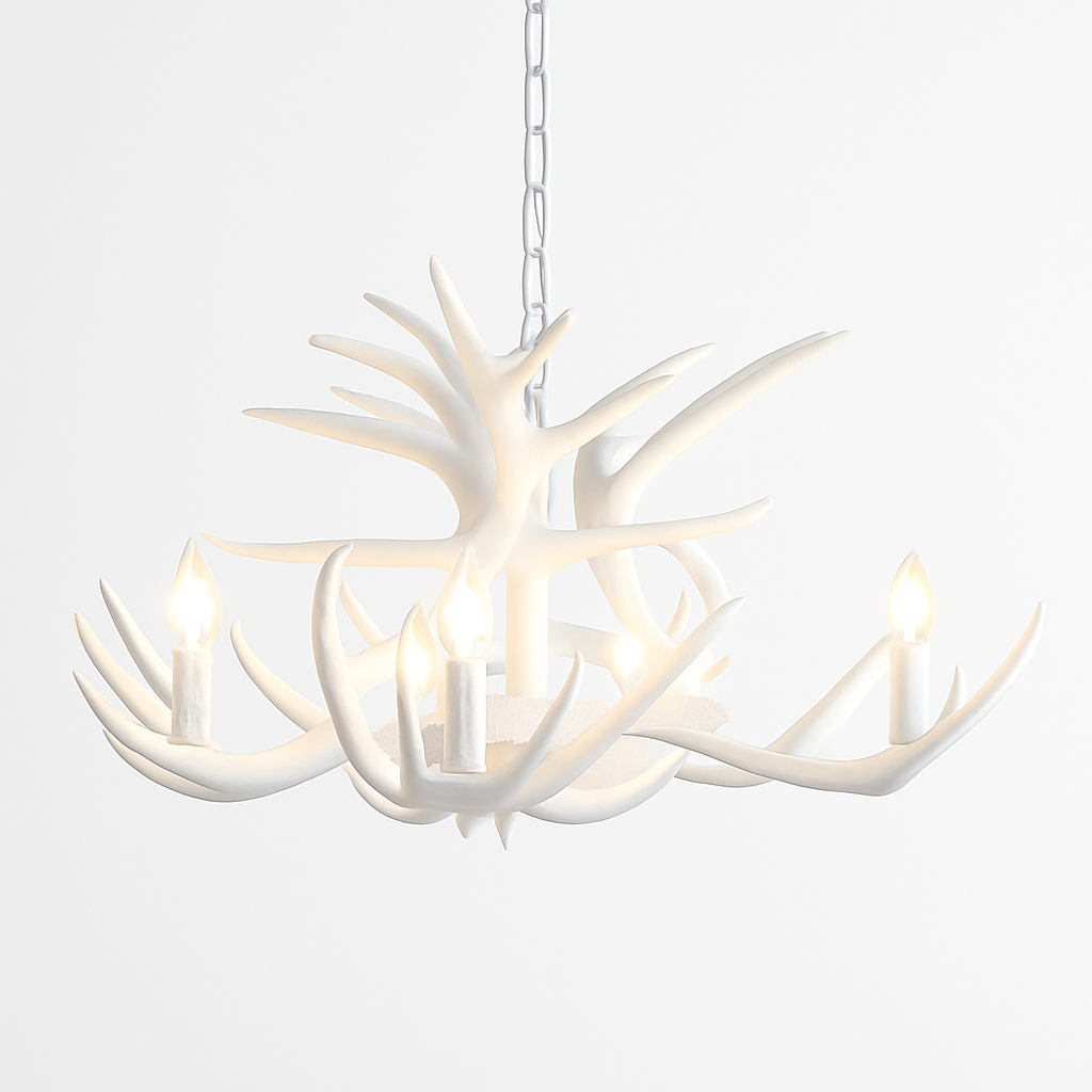 lustre rustique en bois de cerf pour décoration industrielle