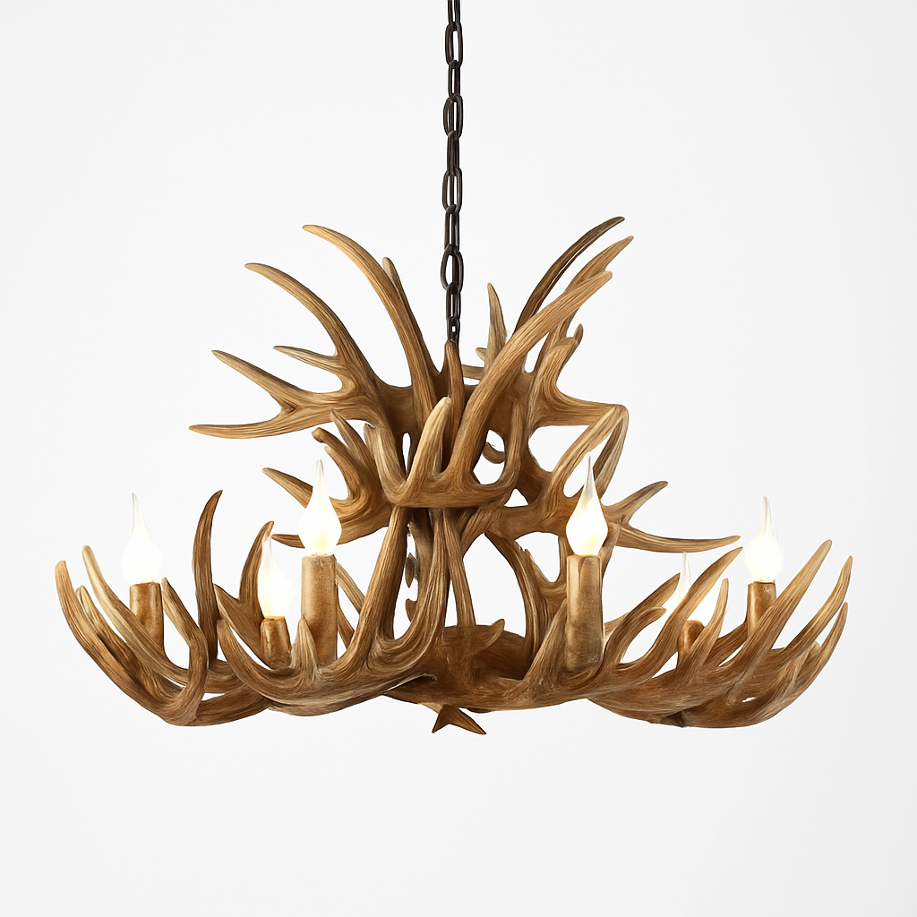 lustre rustique en bois de cerf pour décoration industrielle