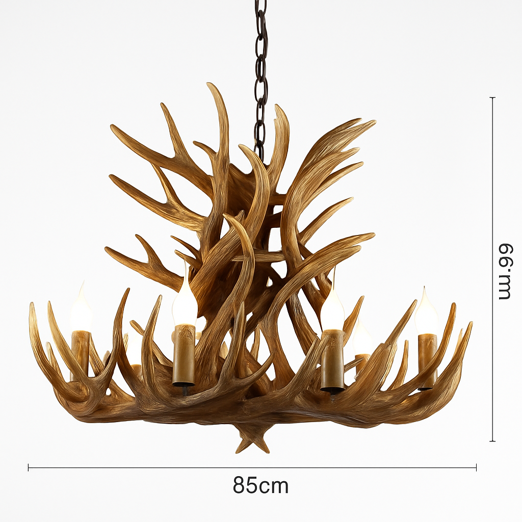 lustre rustique en bois de cerf pour décoration industrielle