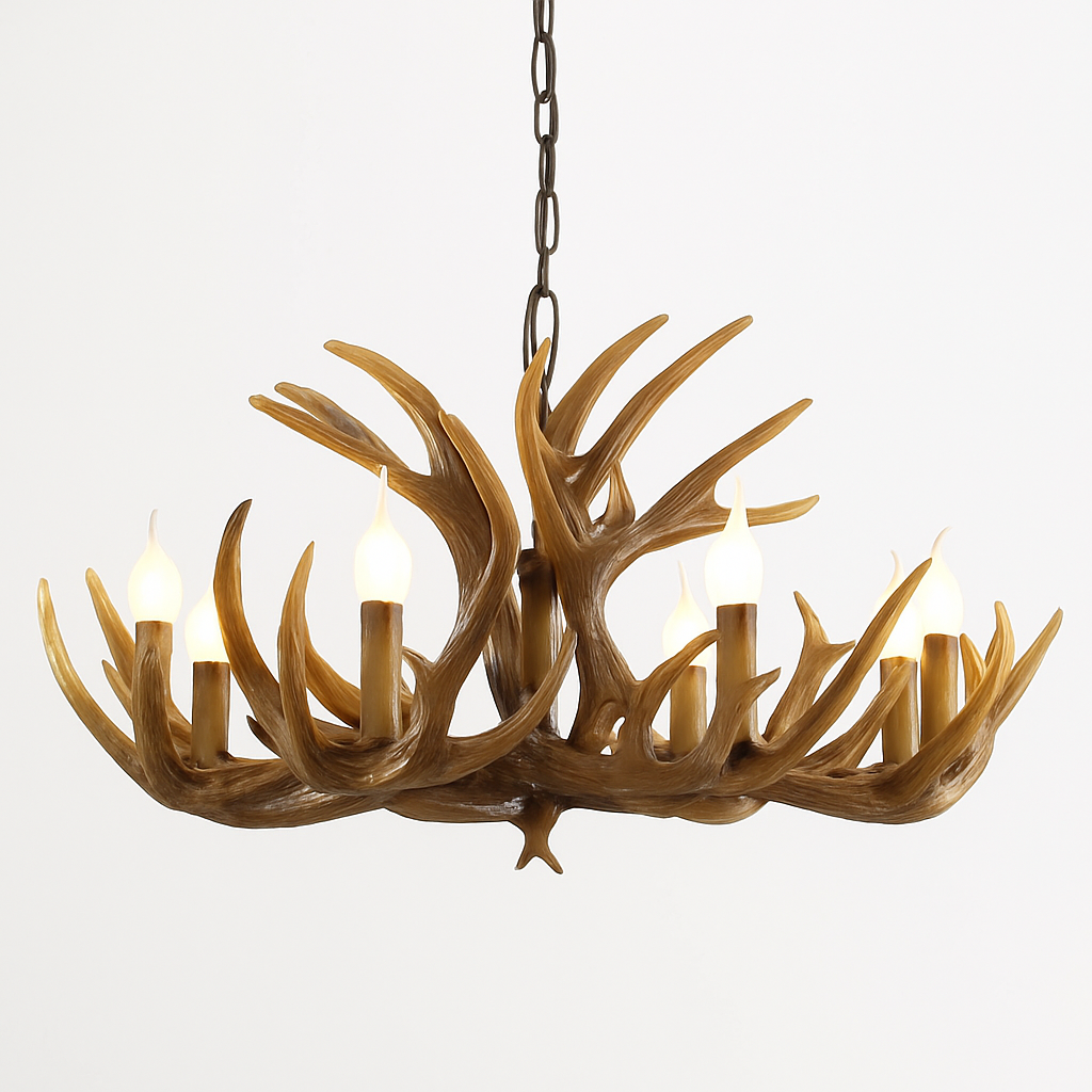 lustre rustique en bois de cerf pour décoration industrielle