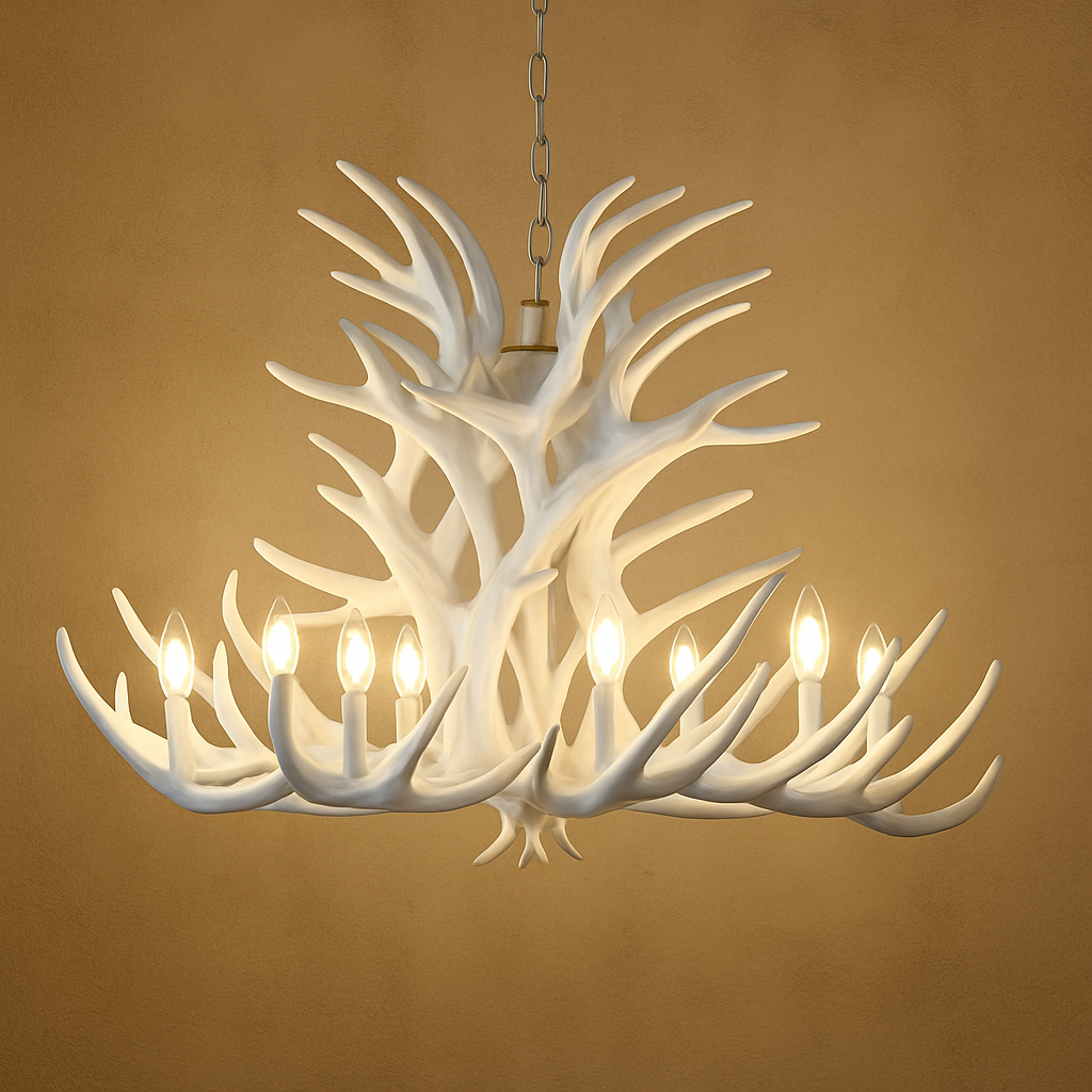 lustre rustique en bois de cerf pour décoration industrielle