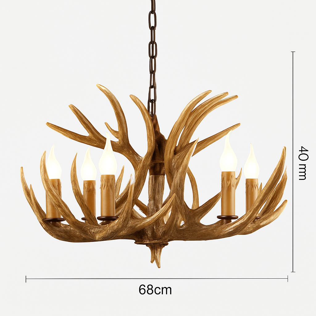 lustre rustique en bois de cerf pour décoration industrielle