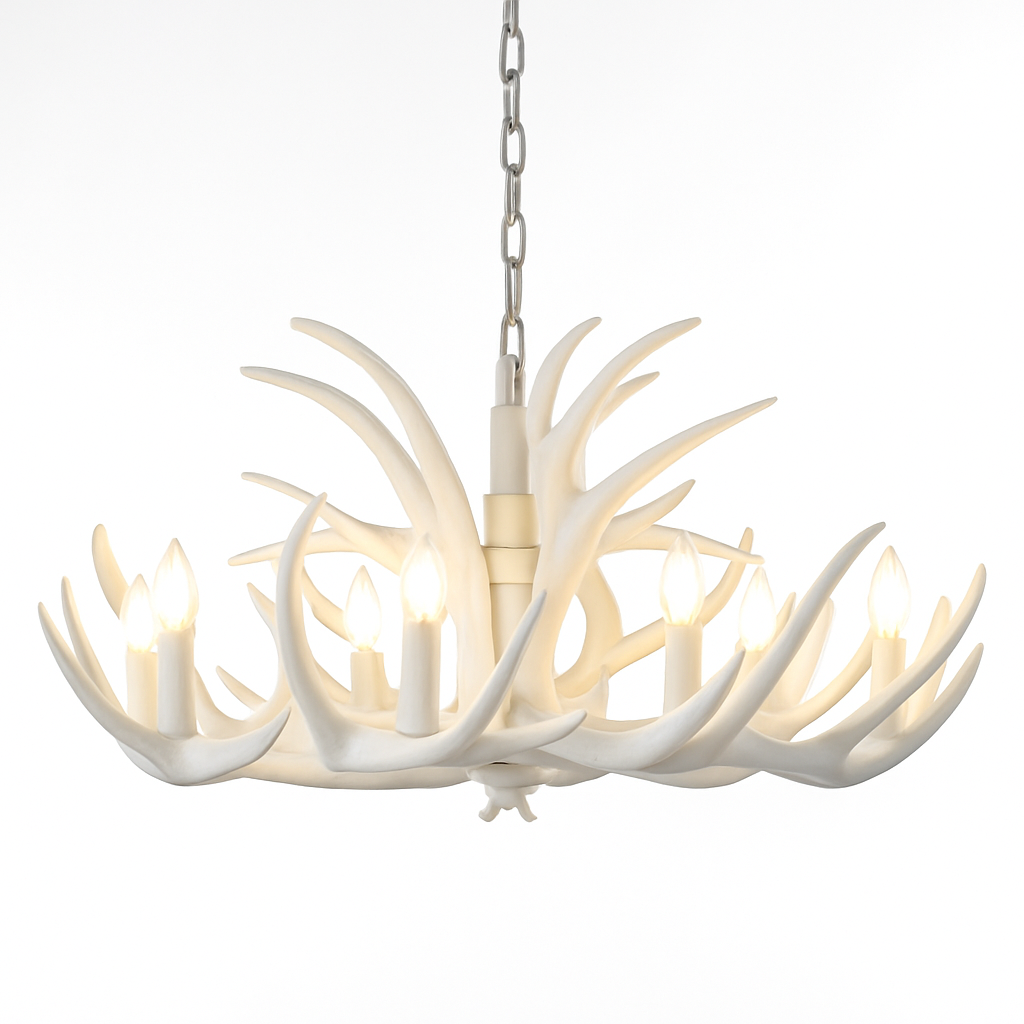 lustre rustique en bois de cerf pour décoration industrielle