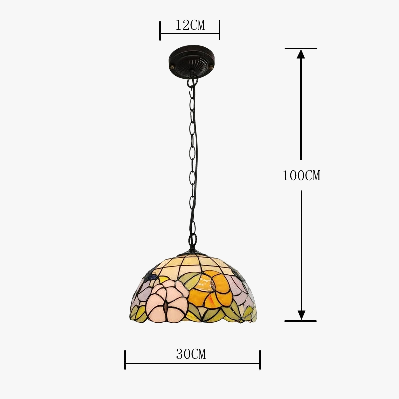 lustre rustique en forme de papillon et fleur style tiffany pour restaurant
