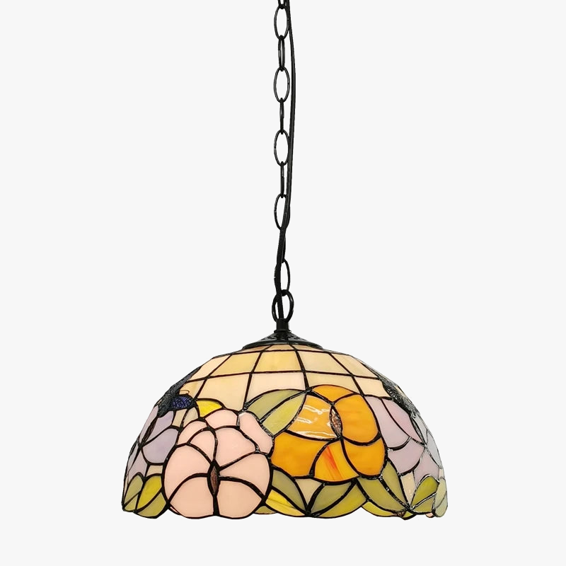 lustre rustique en forme de papillon et fleur style tiffany pour restaurant