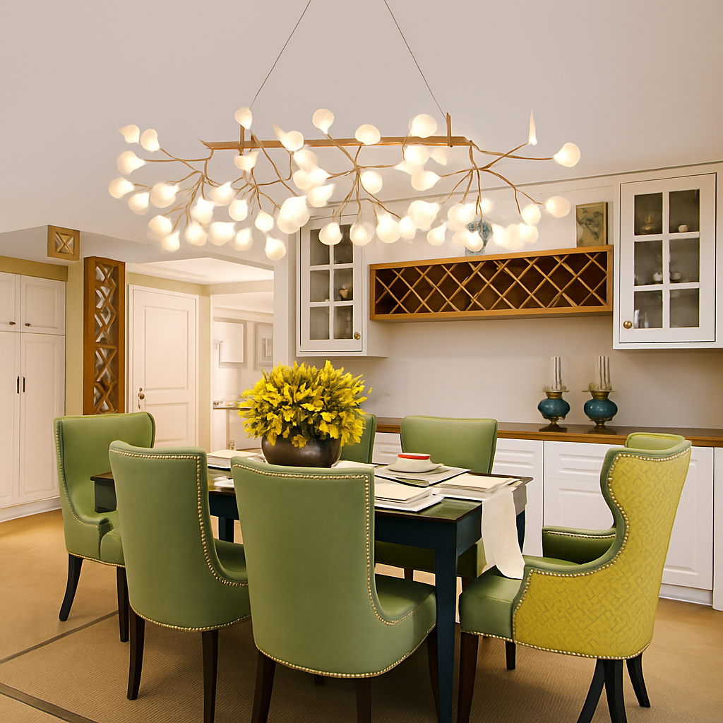 lustre sandyha firefly led design branche d'arbre suspension éclairage