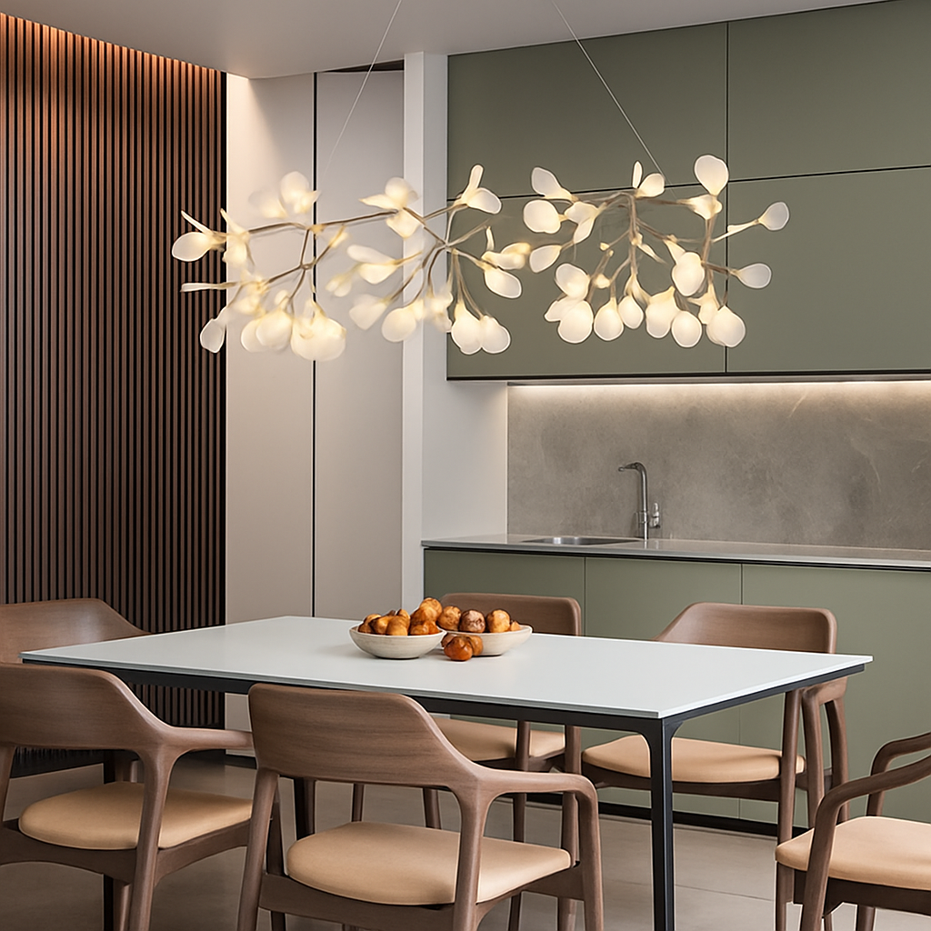 lustre sandyha firefly led design branche d'arbre suspension éclairage