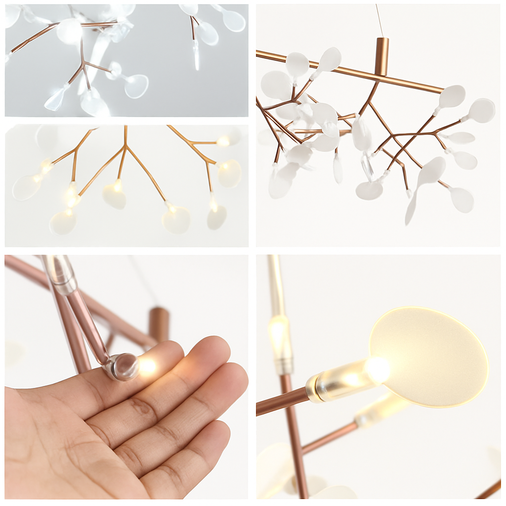 lustre sandyha firefly led design branche d'arbre suspension éclairage
