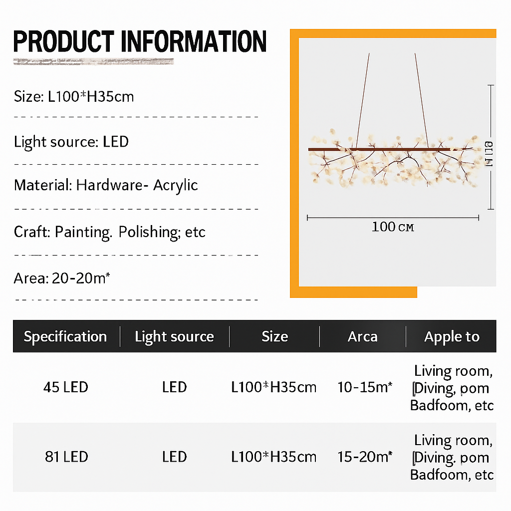 lustre sandyha firefly led design branche d'arbre suspension éclairage