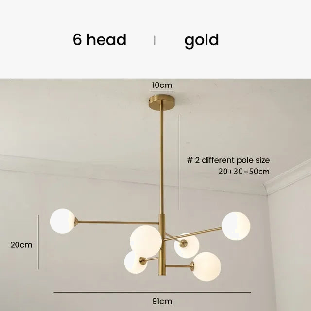 lustre scandinave 6 ou 8 lumières led design moderne
