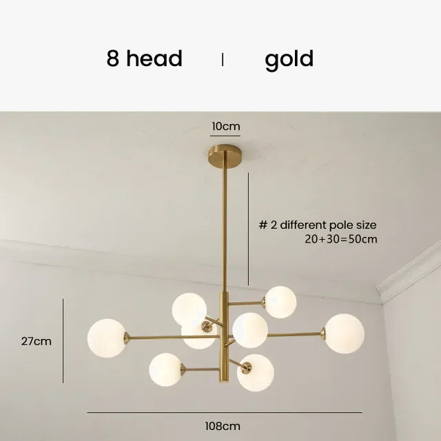 lustre scandinave 6 ou 8 lumières led design moderne