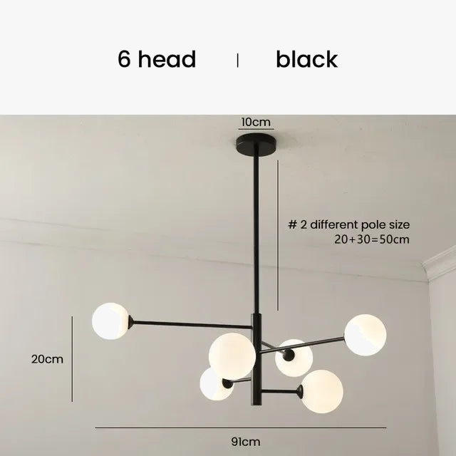 lustre scandinave 6 ou 8 lumières led design moderne