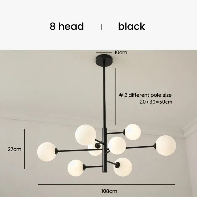 lustre scandinave 6 ou 8 lumières led design moderne