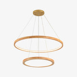 Lustre scandinave avec 2 anneaux lumineux en bois Arya