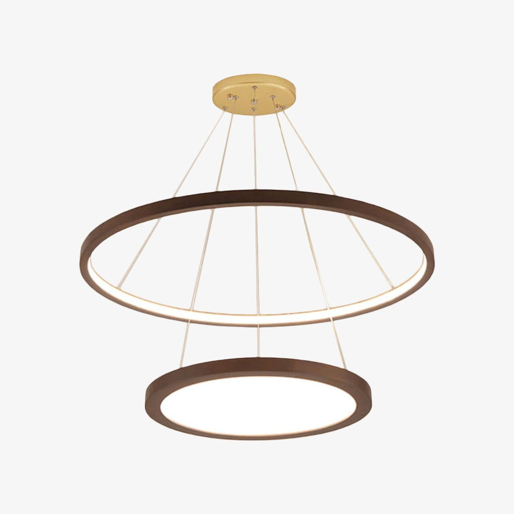Lustre scandinave avec 2 anneaux lumineux en bois Arya