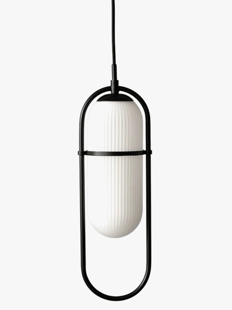 lustre simple au style industriel moderne en verre et métal