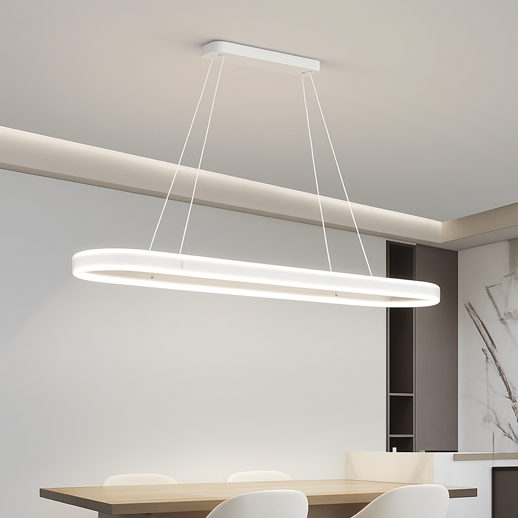 lustre Simple blanc Long moderne LED salon salle à manger chambre Hall décor appareil ménager éclairage intérieur