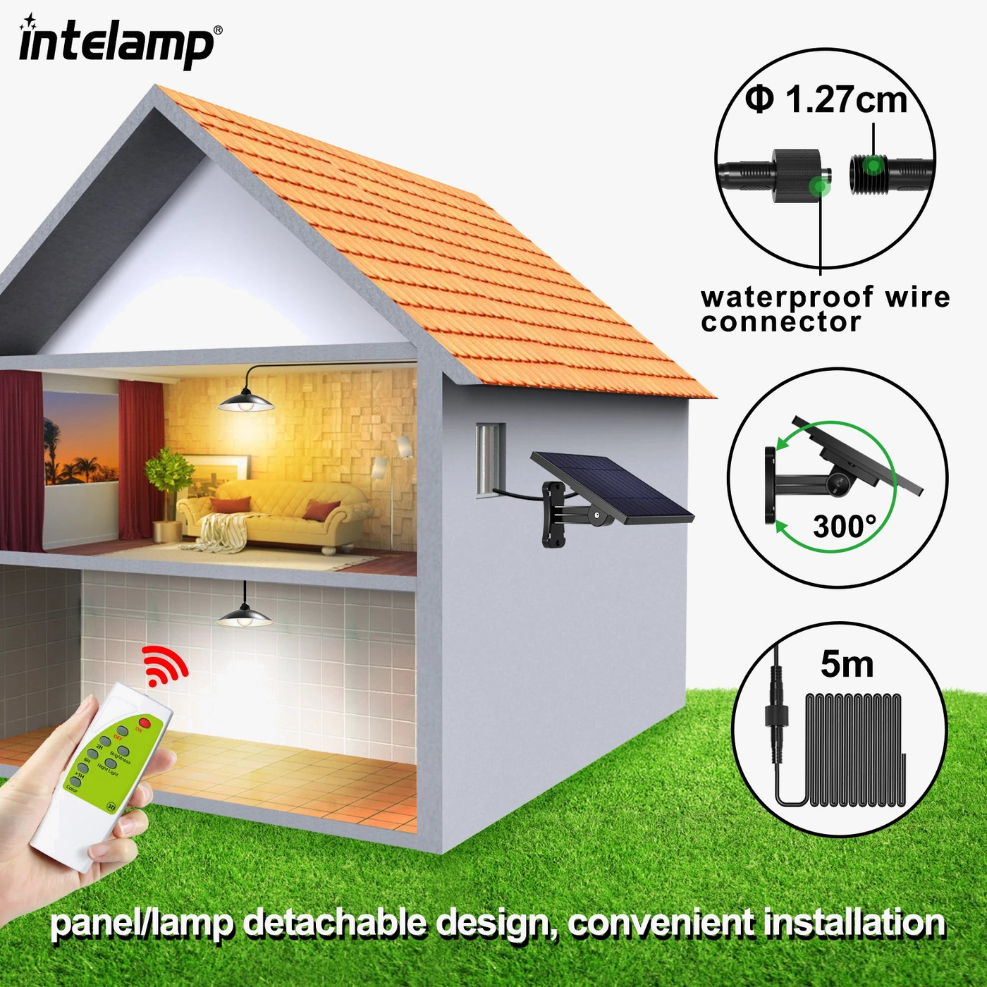 lustre solaire suspendu super lumineux avec télécommande étanche