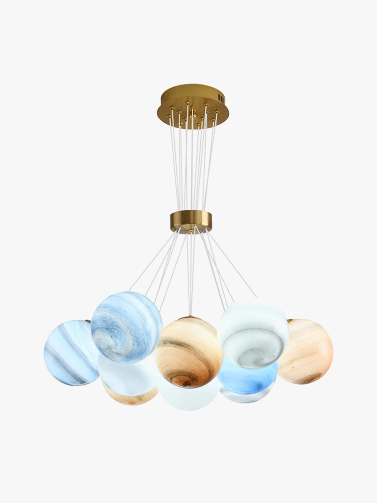lustre sphérique planète led moderne réglable en hauteur pour décoration