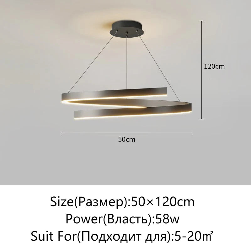 lustre spirale en aluminium led pour décoration maison