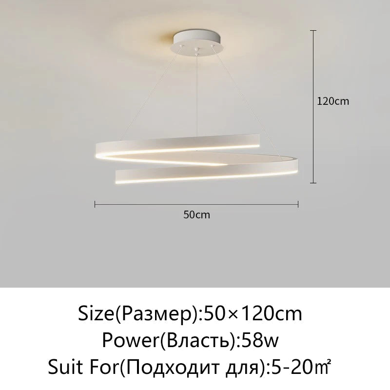lustre spirale en aluminium led pour décoration maison