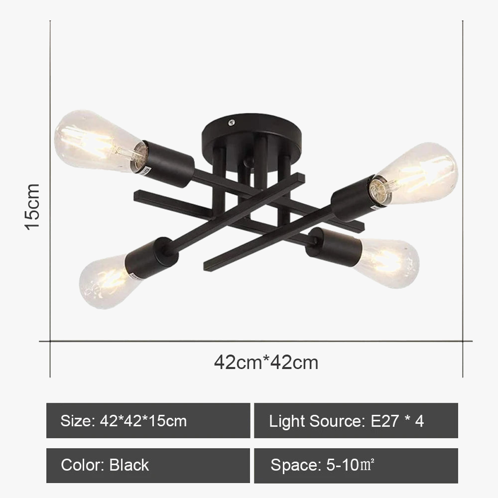 lustre spoutnik vintage à tiges multiples en fer moderne