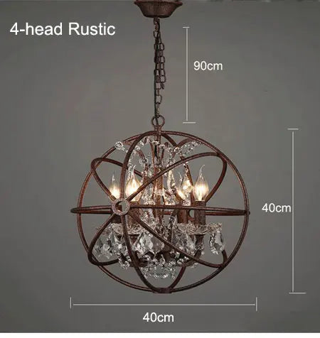 lustre style américain rétro loft en cristal pour bar restaurant