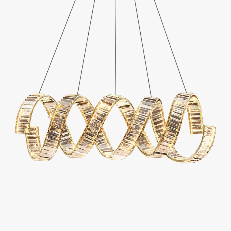 lustre suspendu design en spirale en cristal moderne