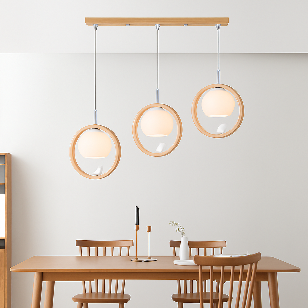 lustre suspendu en bois design oiseau pour décoration intérieure