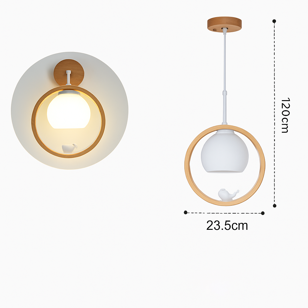 lustre suspendu en bois design oiseau pour décoration intérieure