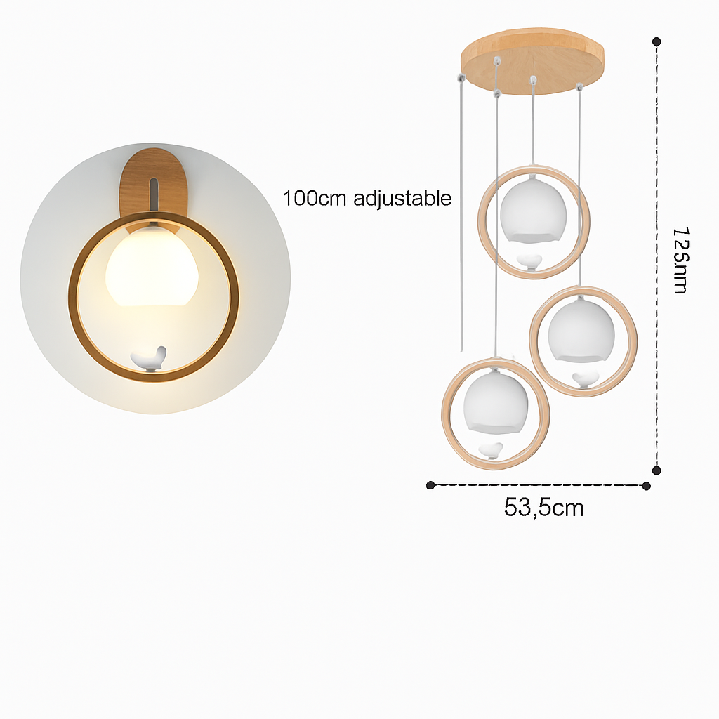 lustre suspendu en bois design oiseau pour décoration intérieure