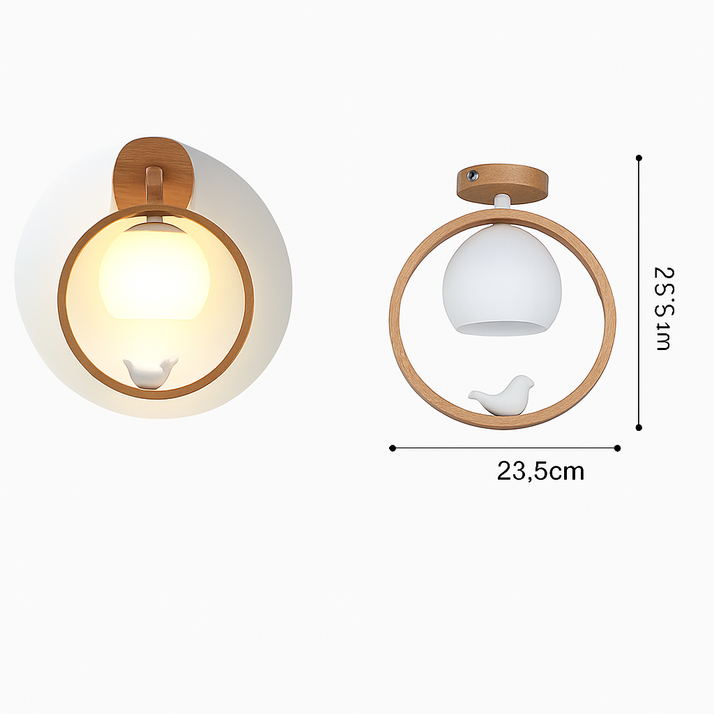 lustre suspendu en bois design oiseau pour décoration intérieure