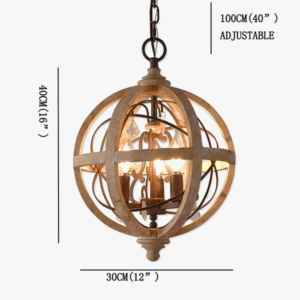 Lustre suspendu en bois massif rétro led dans le salon luminaire de décoration moderne rond Loft Suspension éclairage en cristal