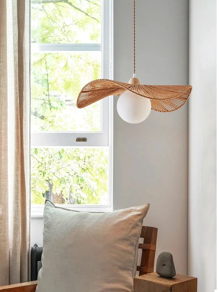 lustre suspendu en bois style japonais pour décoration intérieure