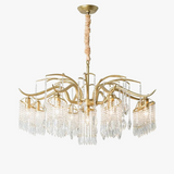 lustre suspendu en cristal et métal doré élégant