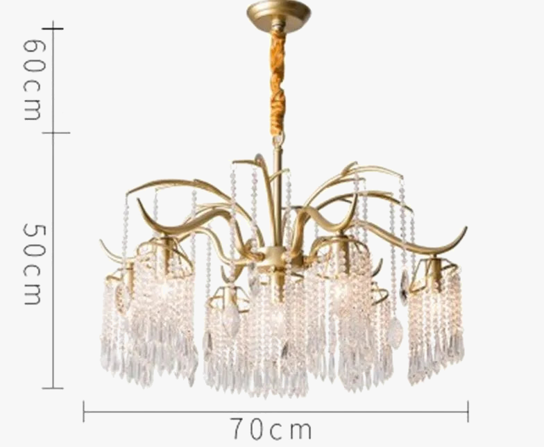 lustre suspendu en cristal et métal doré élégant