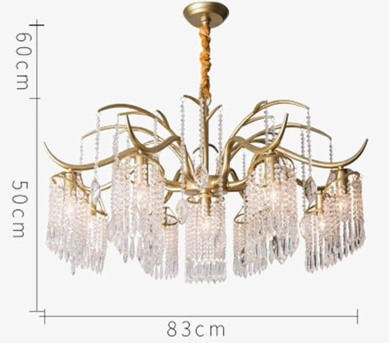 lustre suspendu en cristal et métal doré élégant