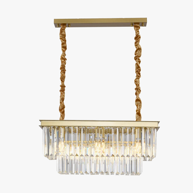 lustre suspendu en cristal luxe avec lampes rondes en fer doré