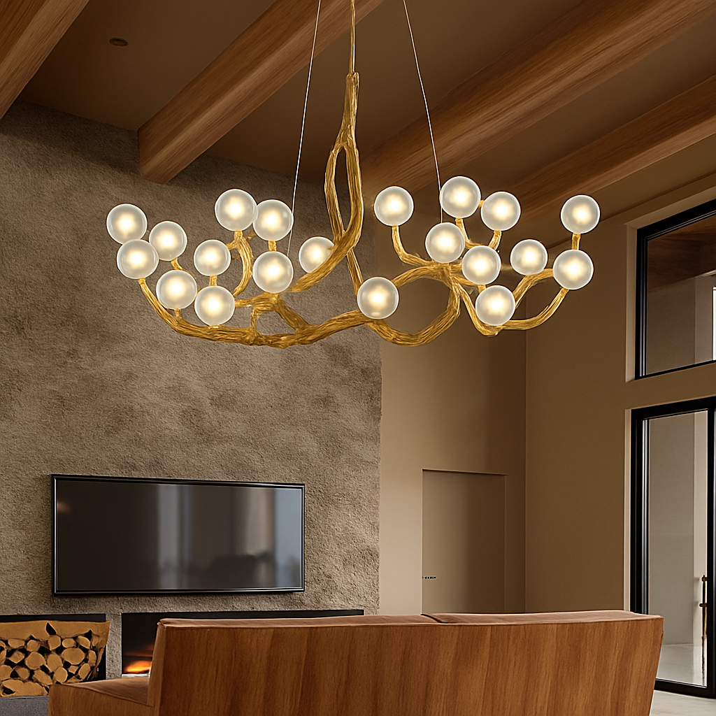 lustre suspendu en résine style moderne lampe rétro branche d'arbre