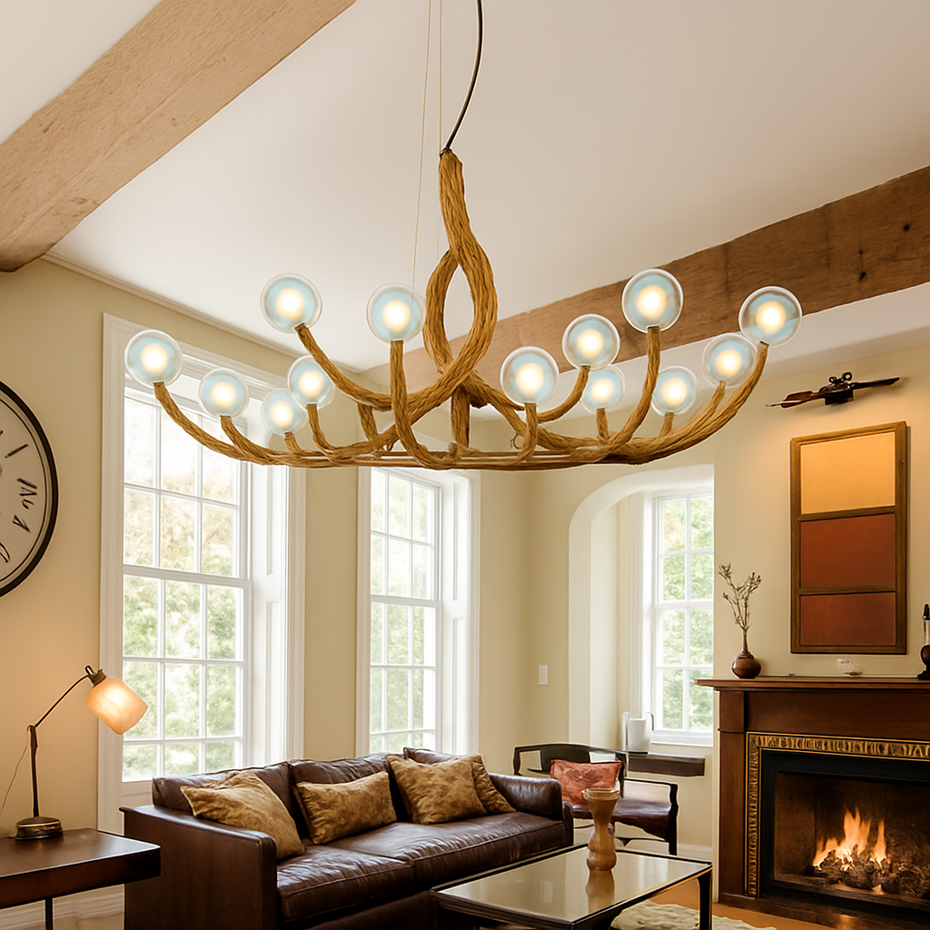 lustre suspendu en résine style moderne lampe rétro branche d'arbre