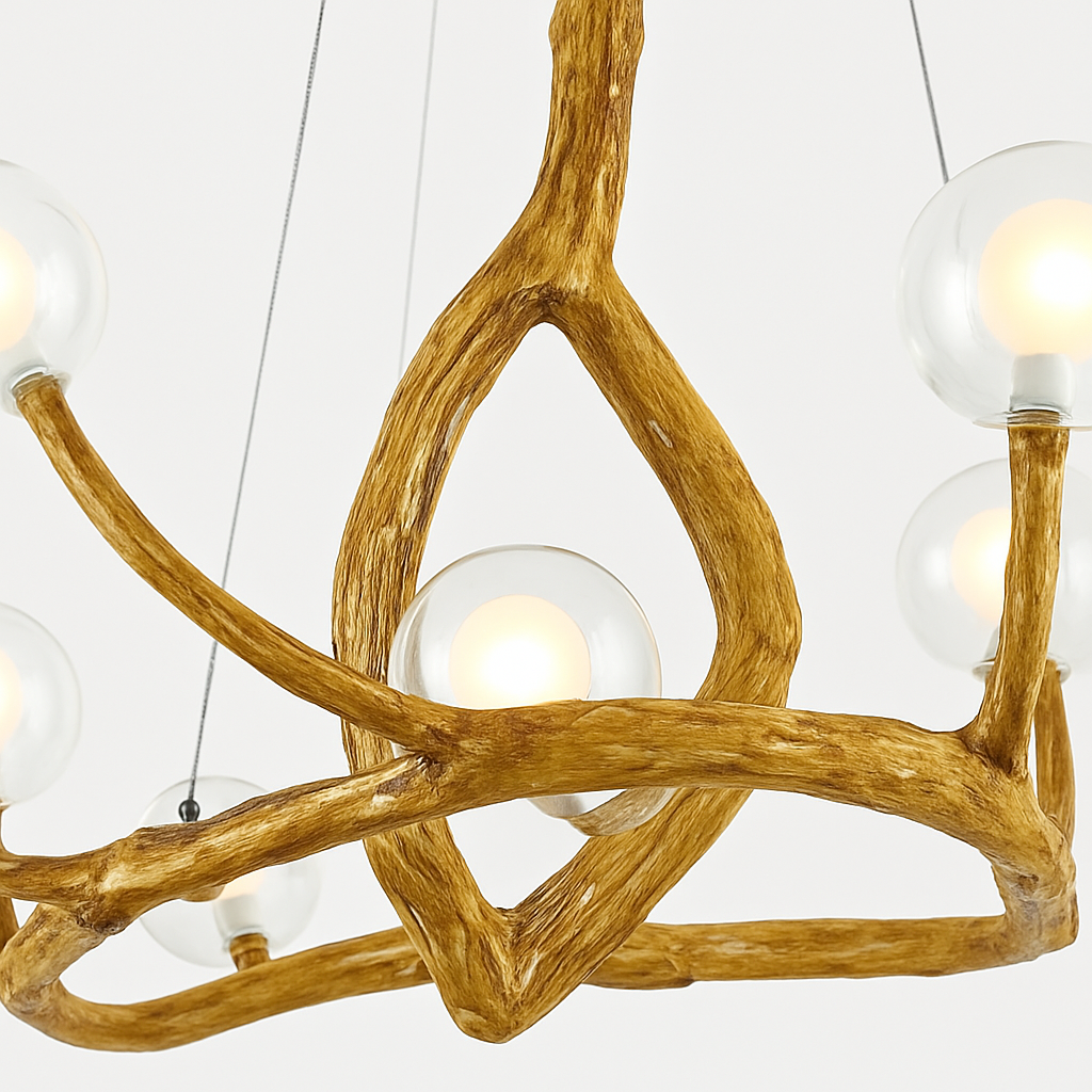 lustre suspendu en résine style moderne lampe rétro branche d'arbre