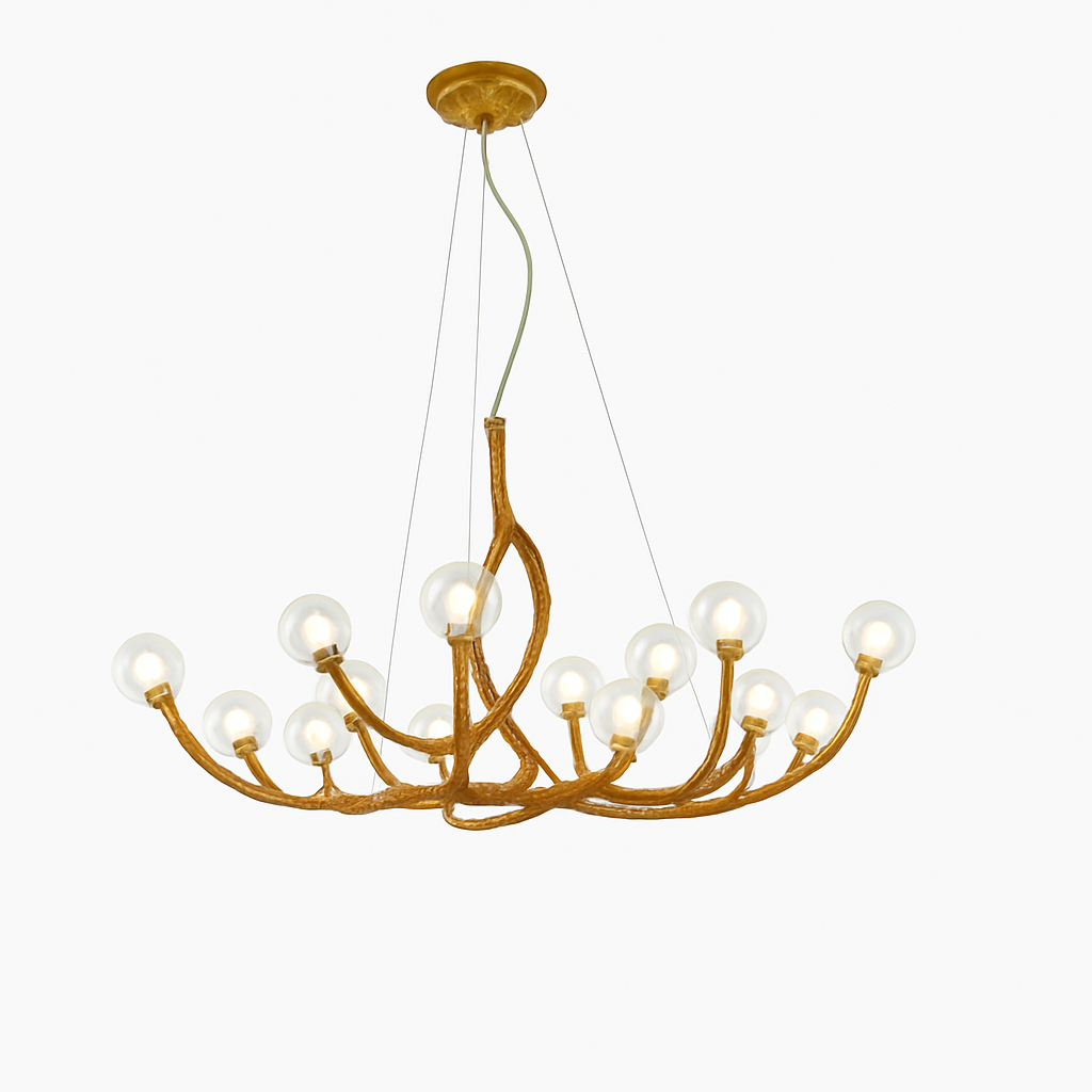 lustre suspendu en résine style moderne lampe rétro branche d'arbre