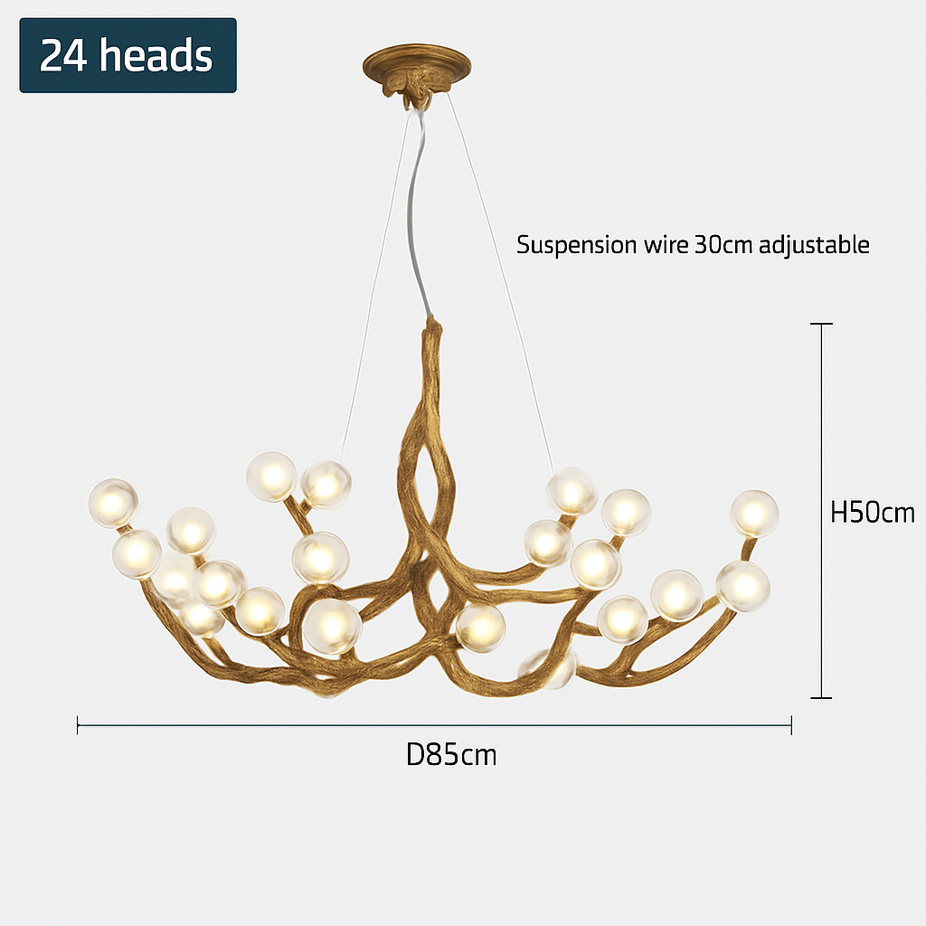 lustre suspendu en résine style moderne lampe rétro branche d'arbre