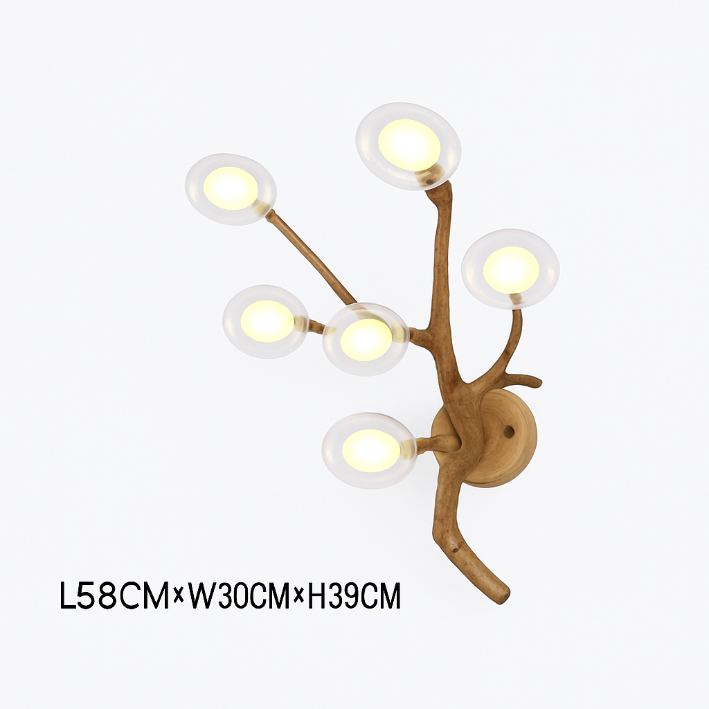 lustre suspendu en résine style moderne lampe rétro branche d'arbre