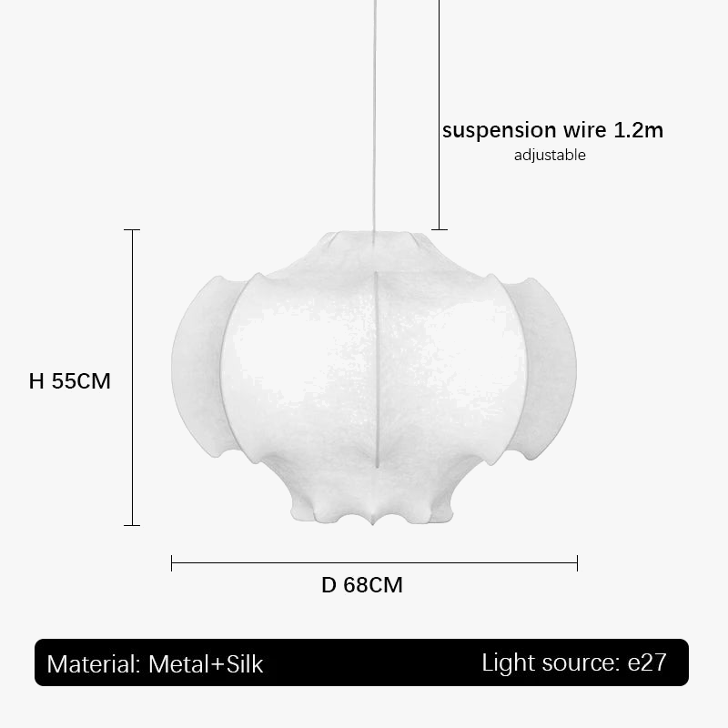 lustre suspendu en soie wabi-sabi pour décoration intérieure