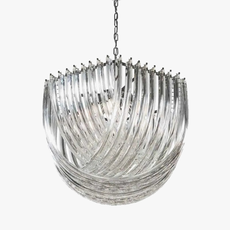 lustre suspendu en tube de verre courbé moderne